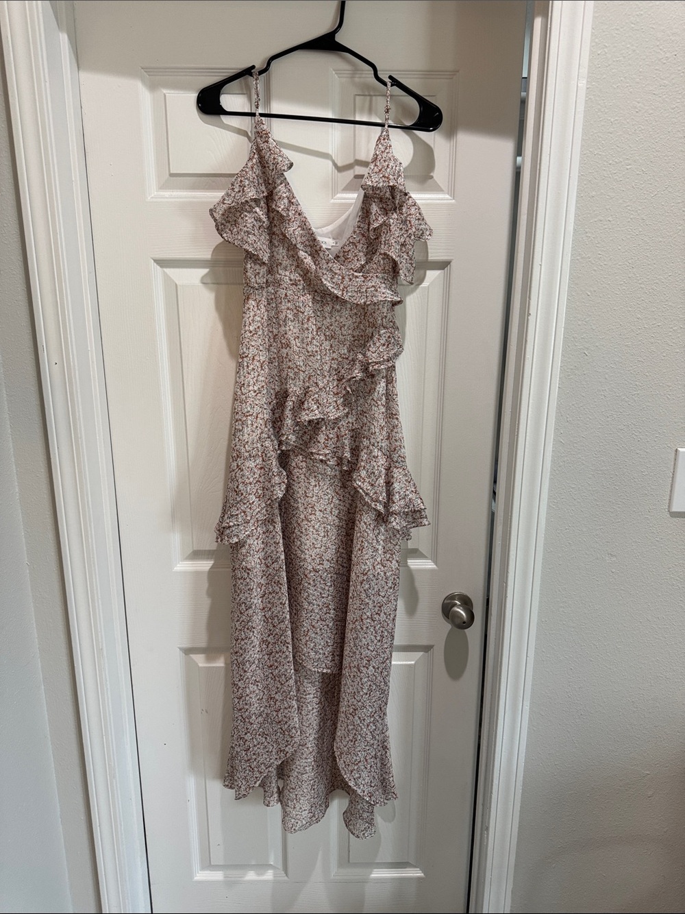 Floral Ruffle High-Low Dress in Blush